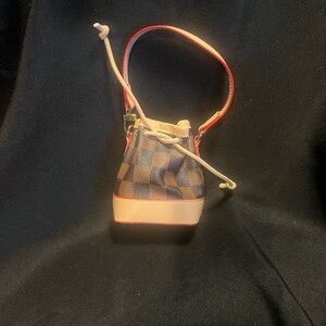 Stylish Checkered Mini Bag in Tan and Red